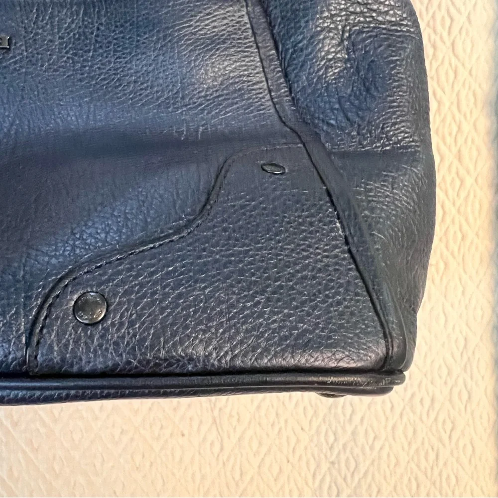 COACH Mickie Satchel Pearlised Blue Leather